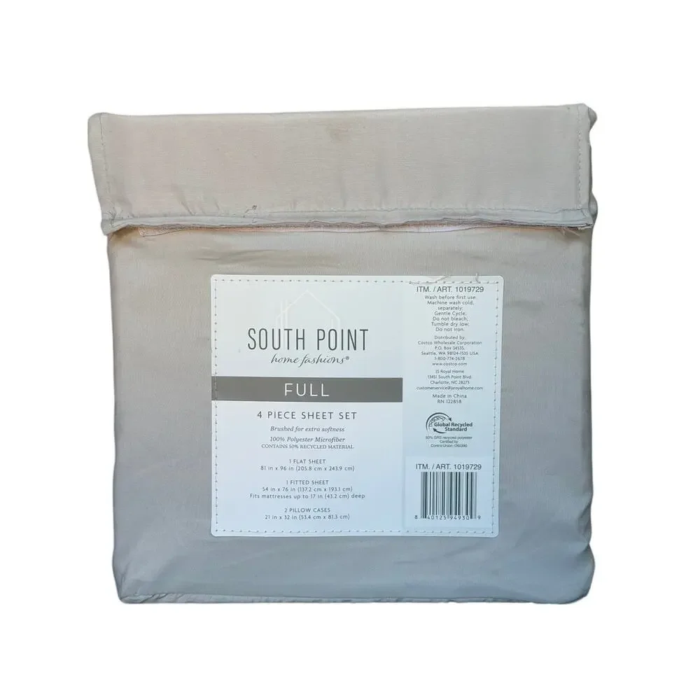 South Point Home Fashions Full Polyester Microfiber Sheet Set Gray Solid 4pc